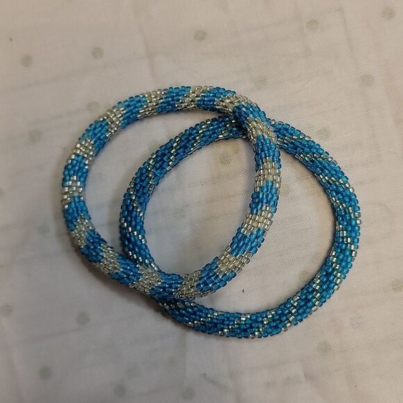 Set of 2 Sashka Bracelets - Blue & Silver - Picture 5 of 9